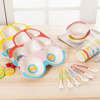 China Modern Cadmium Fiber Free White Simple Kids Single Dining Bamboo Tableware Set Wholesale Cloud Shape for sale