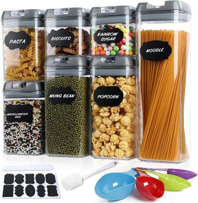 China 7pcs Freshness Preservation Set Airtight Plastic Food Storage Containers Cereal Containers With Lids Kitchen Pantry Airtight Organizer And Storage Bin for sale