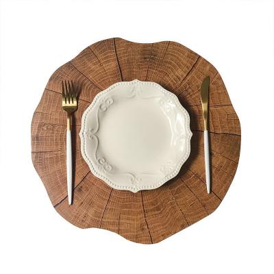 China Viable Non-Slip Table Mat Wood Grain Dinner Mat Insulation Place Mat PP For Kitchen Dining Table Wood Color for sale