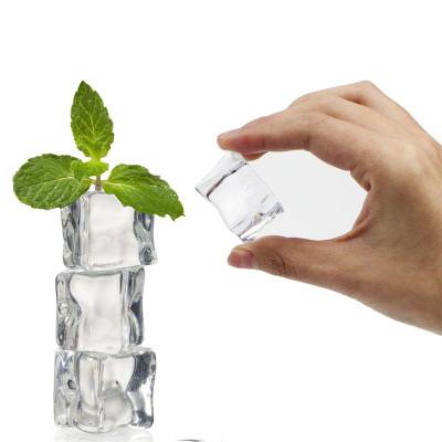 China Viable Plastic Artificial Crystal Clear Ice Acrylic Cubes Square Barware Transparent Display 30mm for sale