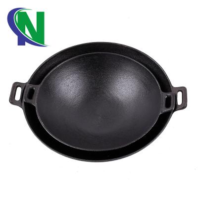 China Stocked wok, large wok, cast iron wok with two handles for sale