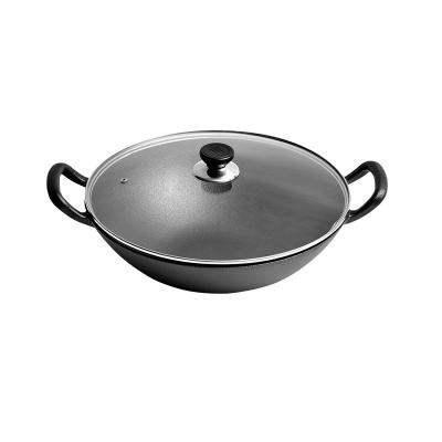 China Stocked Chinese Wok Cast Iron Wok 36cm Wok With Lid for sale