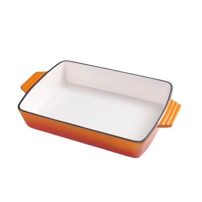 China Sustainable Cast Iron Cookware Rectangular Pan Enamel Casserole for sale