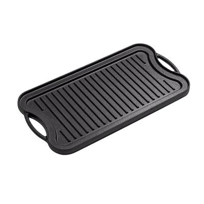 China Easily Cleaned Reversible BBQ Grill Pan Cast Iron Rectangular Griddle for sale