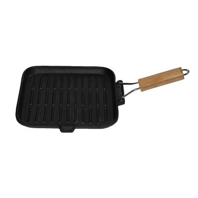 China Easily Cleaned Pre-Seasoned Cast Iron Square BBQ Grill Pan Griddle Pan Frying Pan for sale