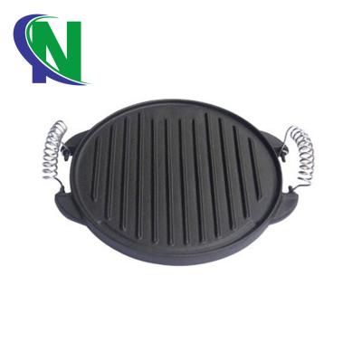 China Heat Resistance Cast Iron Camping Grill Pan Round Flat Griddle for sale