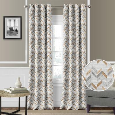 China Shrink Jacquard Stripe Thermal Insulated Curtains With Tarnishing Grommets Textured In Jacquard Modern Window Curtain for sale