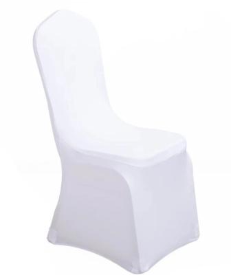 China Wedding Banquet Hotel Adjustable Chair Cover (Waist) Polyester European Spandex Chair Cover Plain White Elastic Cushion for sale