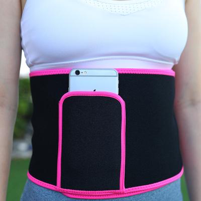 China Wholesale Eco-Friendly Women Burning Fat Slim Waist Shaper Sweat Waist Trimmer Belt Weight Loss Waist Trainer With Phone Holder Pocket for sale