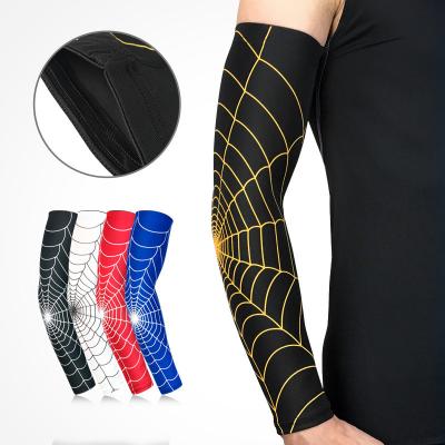 China Dongguan Factory Cobweb Baseball Anti-Slip Wear Resistant Compression Sports Arm Sleeves Long Sleeve Stretch Wristband For Men&Women Sports Safety Elbow Protecter for sale