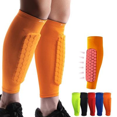 China Amazon Compression Honeycomb Non-Slip Breathable Custom Honeycomb Anti-strke Pads Kids Youth Adult Football Shin Guard Calf Compression Sleeve for sale