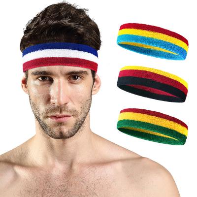 China Knitted Universal Elastic Sports Running Boxing Antiperspirant Sweatband Towel Sweat Absorbent Basketball Hair Band Towel Sweatband for sale