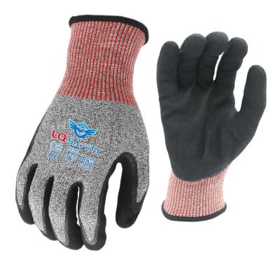 China Nitrile Sandy 13G A5 Resistance Anti Cut Nitrile Sandy Gloves For Anti Electric Cut Thin Work Gloves for sale