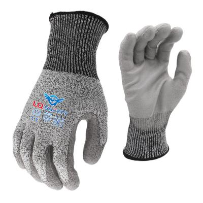 China Anti-cut PU palm coated anti cut gloves for glass discount level 5 cut resistant gloves with factory price for sale