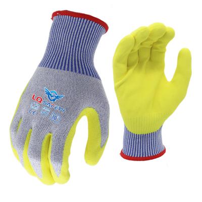 China Nitrile Sandy 2023 HPPE Nitriles Coated Cut Resistant Safety Work Gloves Level 5 Anti Cut Gloves For Construction for sale