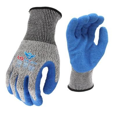 China 13G Anti-cut Grade 5 Nylon Cutting Gloves Abrasion Resistant Knitted Resistant Non Slip Latex Work Anti Cut Gloves for sale