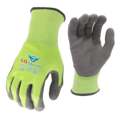 China 13G A3 Anti-Cut Construction Gloves Anti-Cut Cut Resistant Gloves Level 5 Pads Latex Foam Coated Gloves for sale