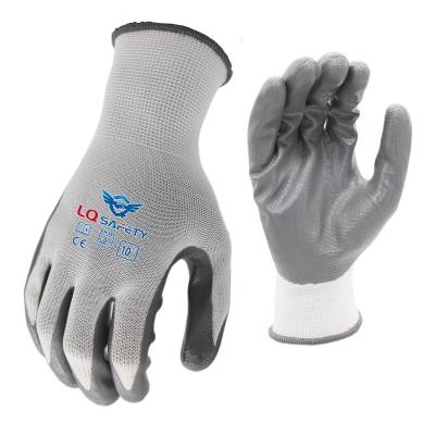 China Breathable Smooth Nitrile Nitrile Rubber Non Slip Wear Resistant Garden Dipping Work Safety Gloves for sale