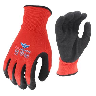 China Black Latex Foam 13G Polyester Latex Palm Dipped Work Gloves With CE Nylon Glove With Coated Latex Safety Gloves for sale