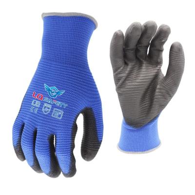 China Anti-Slip Custom 13G Polyester PU Coated Work Gloves With Ce Logo Cheap Work Gloves for sale