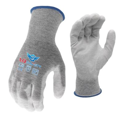 China Wholesale Custom Anti-Slip 13G Carbon Fiber White PU Palm Coated Gloves Cheap PU Glove For Painter for sale