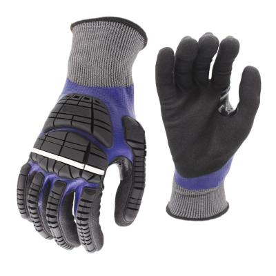 China Anti-Impact Safety Gloves Construction Cut Resistant Anti Impact TPR Rubber Anti-Slip Nitrile Sandy Gloves for sale