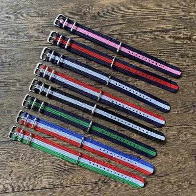 China Daily Lifestyle Manufacturers Stain Canvas Rainbow Hand Rope Knitting Nylon Watch Band for sale