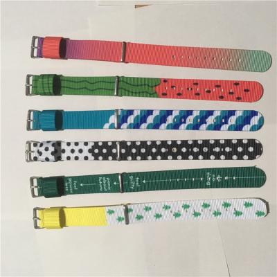 China Daily Life Strap Nylon Canvas Printed Thermal Transfer Textile Cloth Woven Watch Band for sale