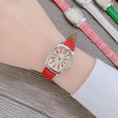 China Girls Macaron Color Fashion Watch Fashion Barrel Student Type Watch Simple Women's Watch for sale