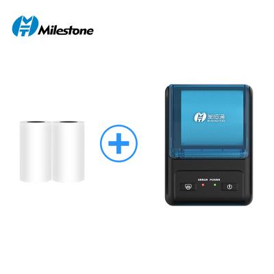 China Black+blue thermal printer smallest mini printer high quality wireless handheld portable blue tooth mobile printer for sale