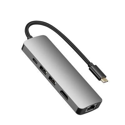 China Mobile Devices Computer Manufacturer Price Support OEM Logo Type .desk C 5 in 1 USB C Hub USB 3.0 /2.0 HD-MI PD 100W PD 100W Support RJ45 laptop for sale