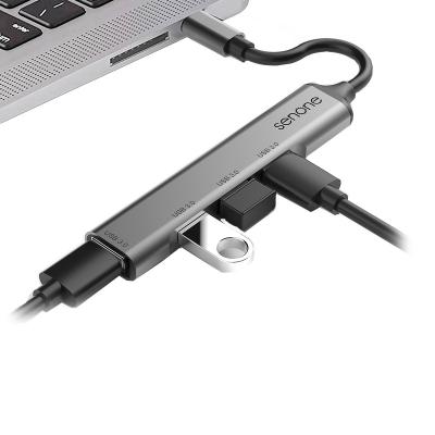 China Wholesale Mobile Devices .desk Computer OEM Customize Docking Station Aluminum Alloy Port Adapter Gray Silver USB C C Hub 4 in 1 Hub Splitter for sale