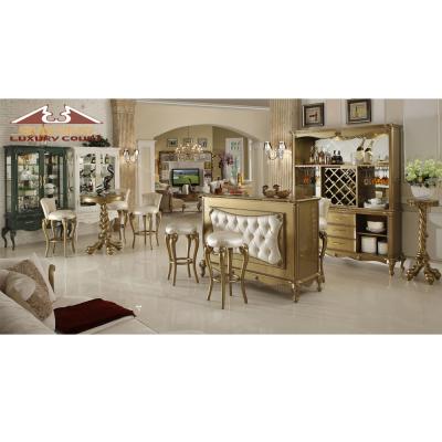 China Luxury European Longhao Furniture American Style Wine Cabinet and Bar Table Set for sale