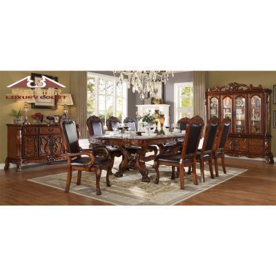 China EUROPEAN Longhao Furniture Genuine Solid Wood Antique Dining Table Sets European Style for sale