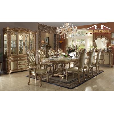 China Longhao Coastal Furniture Luxury Dining Table Set 10 Seater for sale