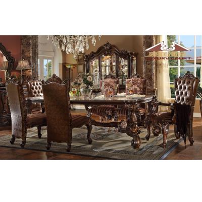 China EUROPEAN Longhao Furniture Royal Solid Wood Dining Table Set 8 Seater European Style for sale