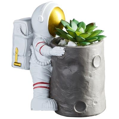 China Other OEM Style Vase Astronaut Flower Decoration Frosted Minimalist Resin Open Vase Creative Office Home Decor for sale