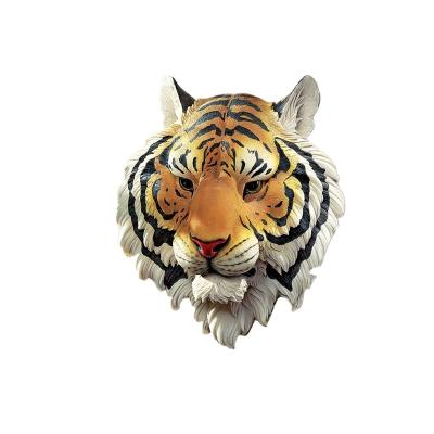 China Creative Animal Africa Tiger 3D Head Hanging Wall Ornaments Hanging Living Room Bar Wall Plaque Resin Craft for sale