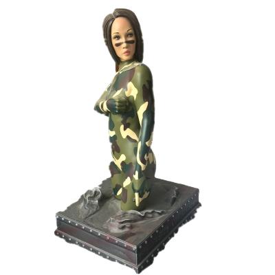 China Custom resin craft resin decoration home in Europe short hair girl sculpture Nordic cool woman sculpture for sale