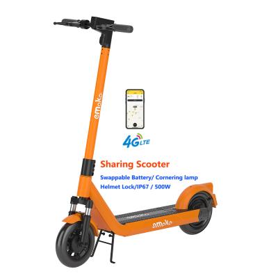 China New Emoko Unisex Sharing Unfoldable Switchable e Scooter Battery 10 Inch Motor Rental Power GPS IOT APP Lock 500W Electric Scooter for sale