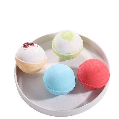 China Private Label Wholesale Kids Bubble Bath Base Cleansing Fizzy Bombs With Flower Ball Rainbow Dry Bath Bomb for sale