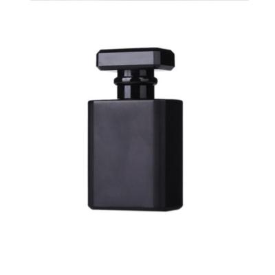 China 50ML 100ML Cosmetic Black Glass Empty Square Perfume Bottle Spray Glass Perfume Bottle for sale