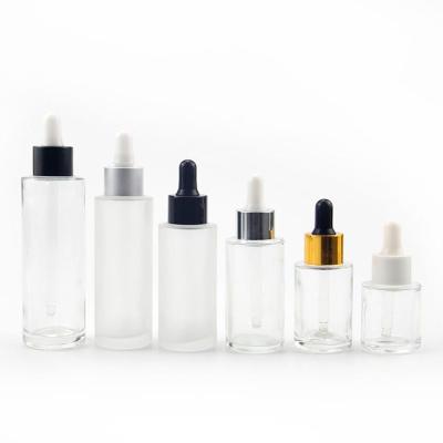 China Factory price 30ml 50ml 60ml 100ml gel glass essential oil cosmetic bottle with dropper for essential oil for sale