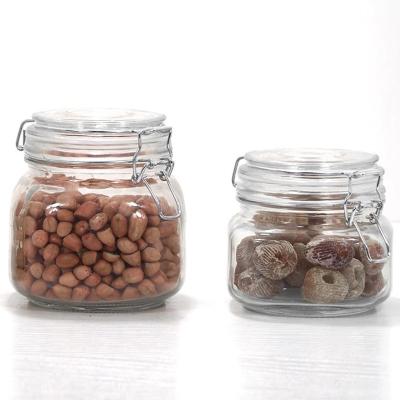 China Freshness Preservation Wholesales Factory Price Glass Jar With Metal Clip Glass Storage Jar Bottle With Flip Top Lid for sale