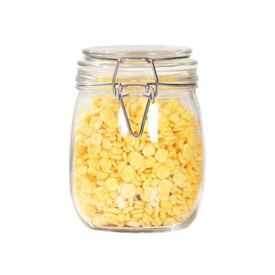 China Freshness Preservation Wholesale Transparent Round Glass Storage Jar With Clip Cover for sale