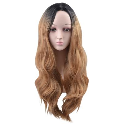 China Fashionable female gradient two color long curly hair wig chemical fiber big wave gradient chemical fiber rose intranet wholesale for sale