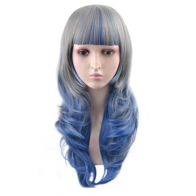 China Fashionable female high temperature gradient two color long curly hair wig gradient wave yarn chemical fiber rose intranet wholesale cosplay for sale