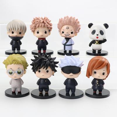 China Cartoon Toy 8PCS Q Version Anime Jujutsu Kaisen Figures Itadori Yuji Gojo Satoru PVC Action Number for sale