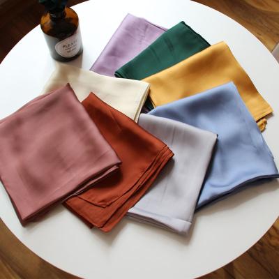 China Fashion Medium Custom Scarf Ladies Solid Color Scarf Hostess Scarves Accessories Silk Scarves for sale