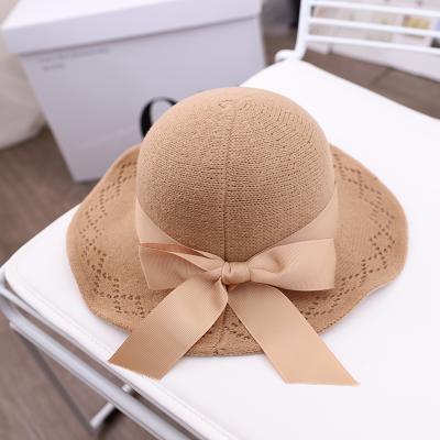 China Autumn and winter children's bowknot baby wool hat knitted hat fashion fisherman hat Korean children pot 48-52CM en venta